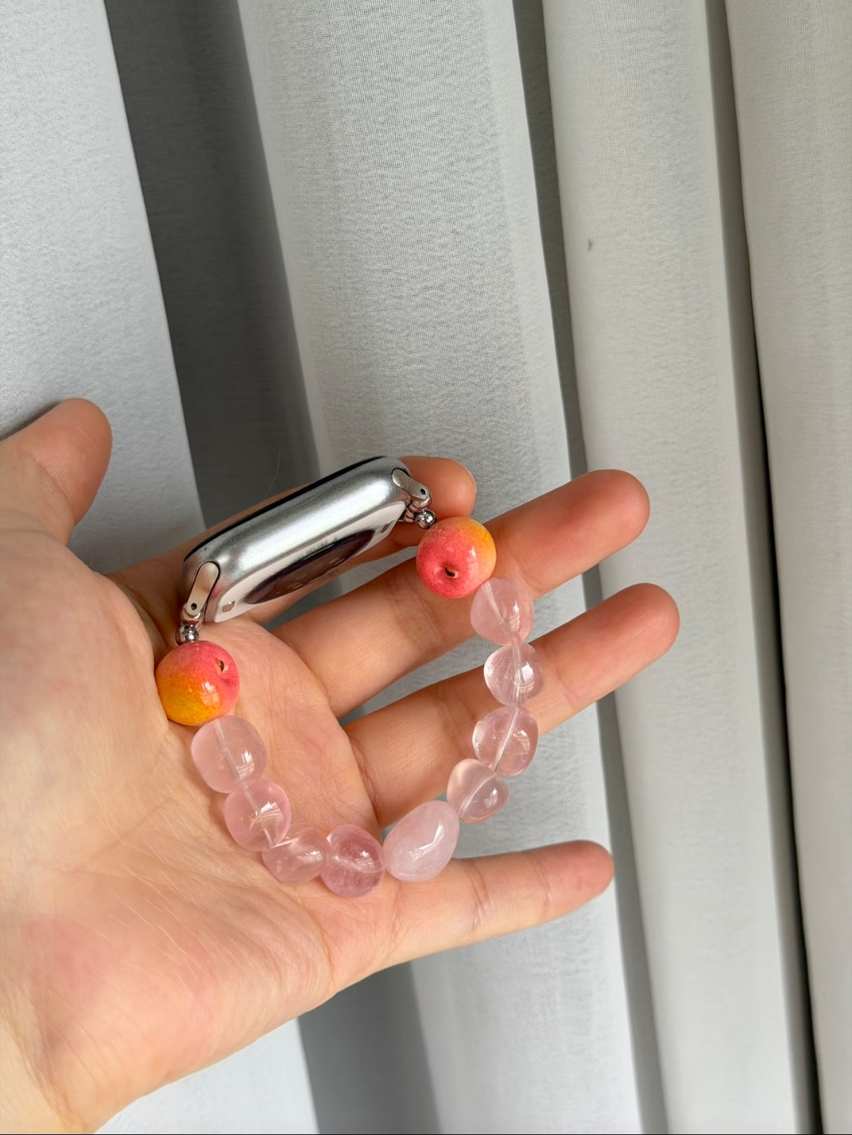 Pink Apple & Heart Crystal Apple Watch Band