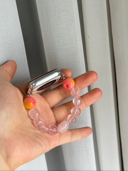 Pink Apple & Heart Crystal Apple Watch Band