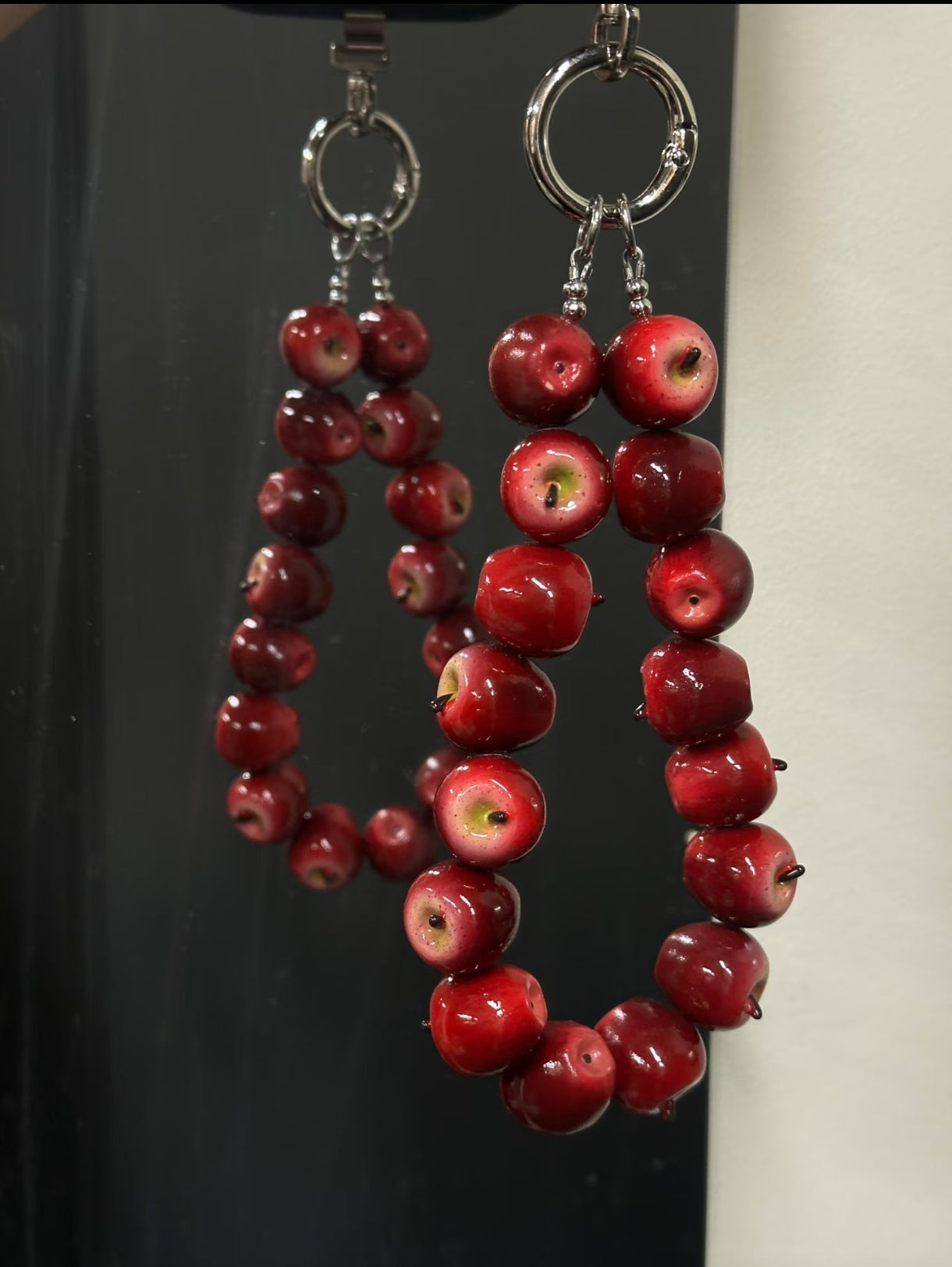 Mini Dark Red Apple Phone Charm