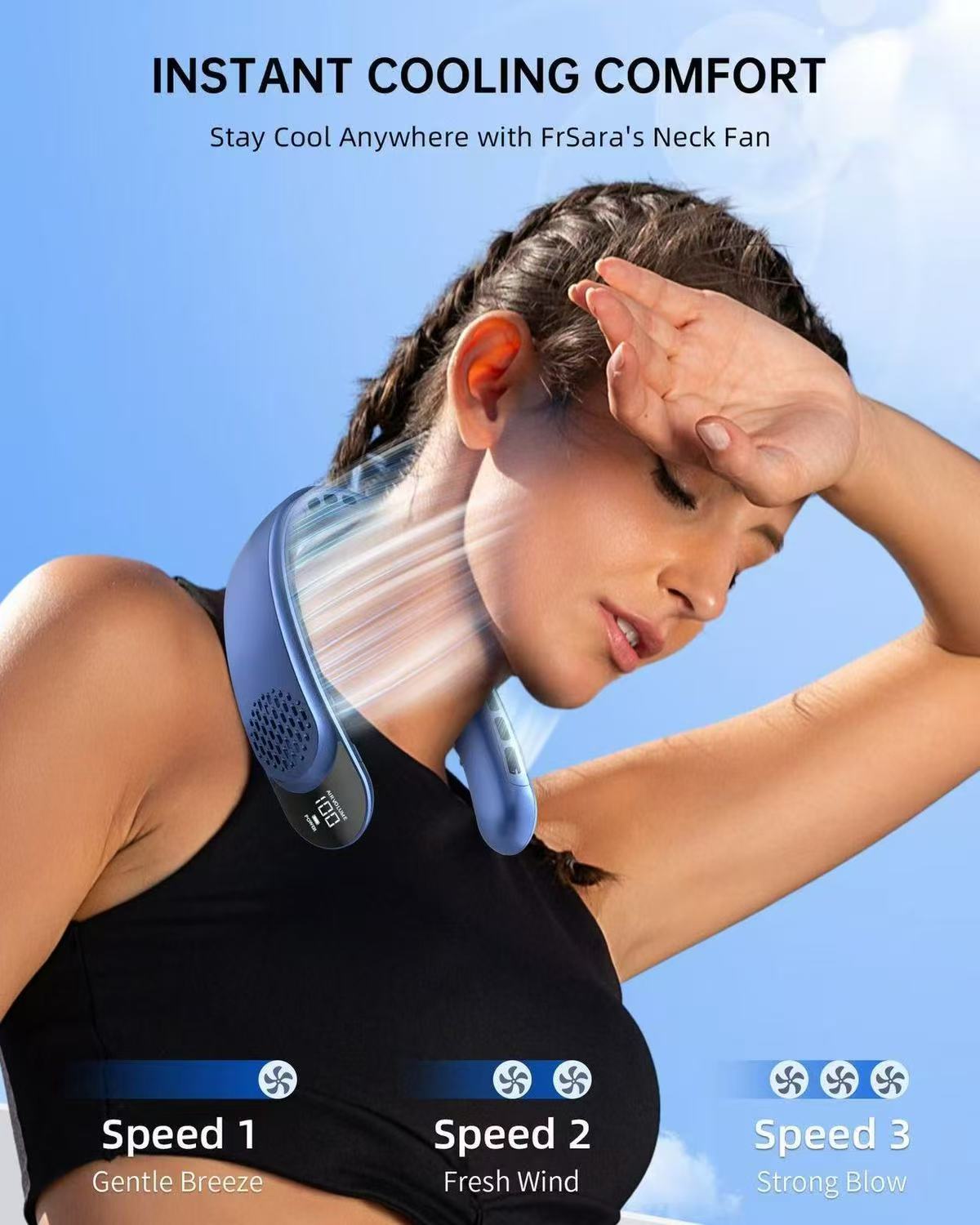 TOVINY Portable Neck Fan 5 Speeds 4000 mAh