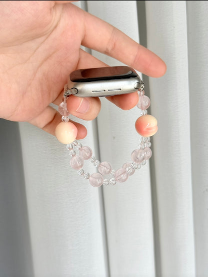 Pink Peach & Beaded Apple Watch Band