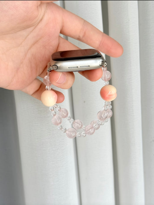 Pink Peach & Beaded Apple Watch Band