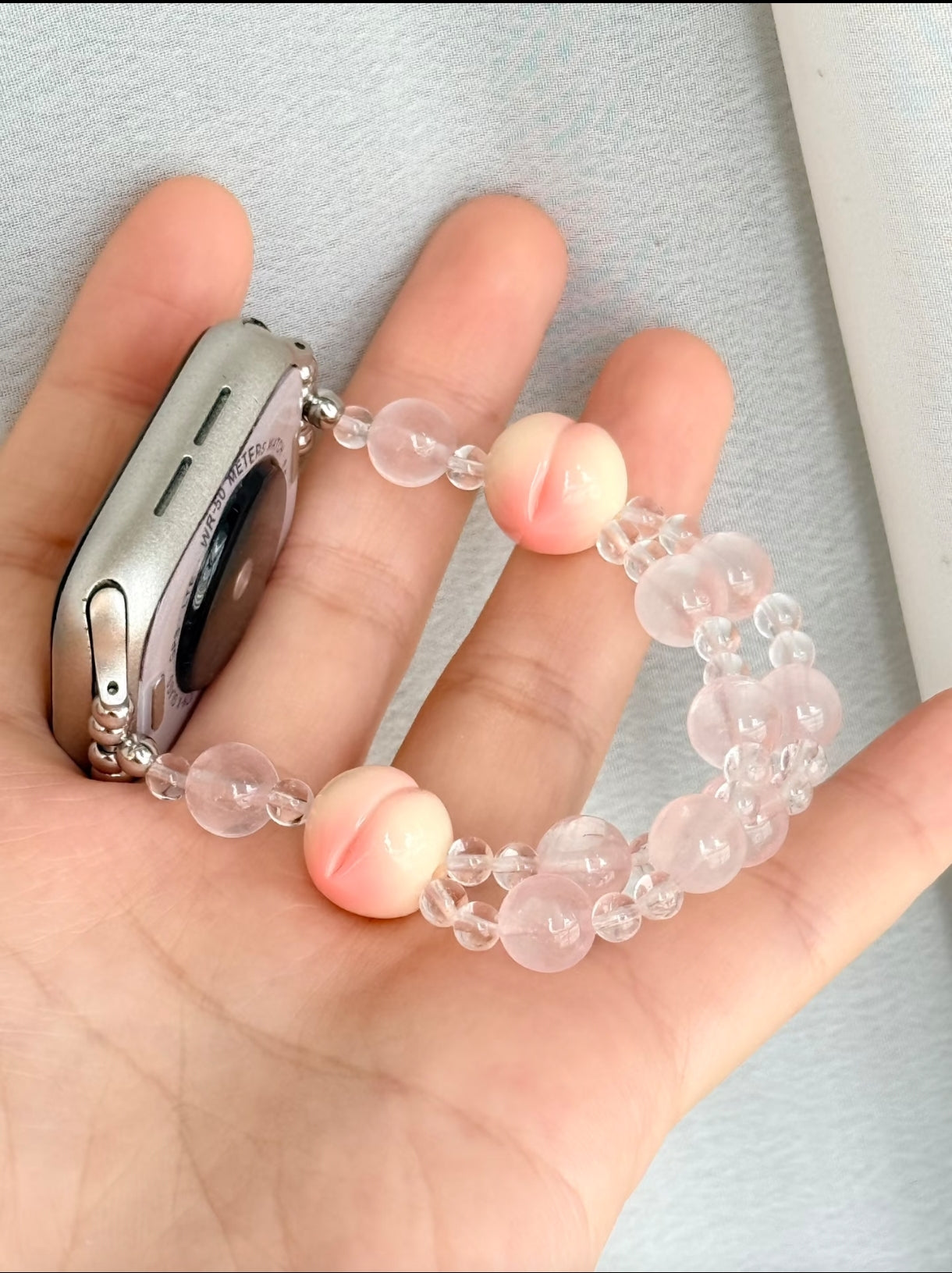 Pink Peach & Beaded Apple Watch Band