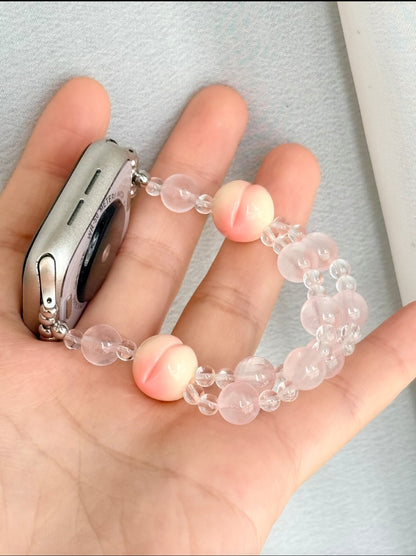 Pink Peach & Beaded Apple Watch Band