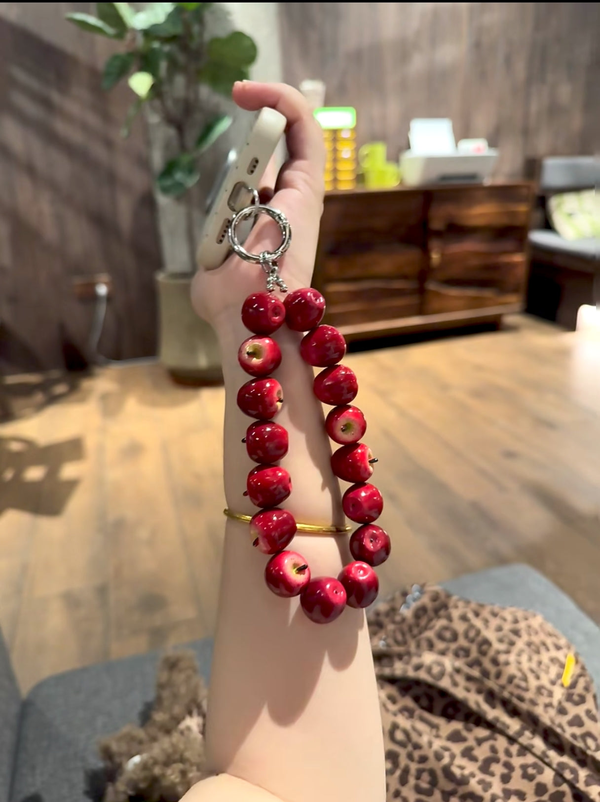 Mini Dark Red Apple Phone Charm