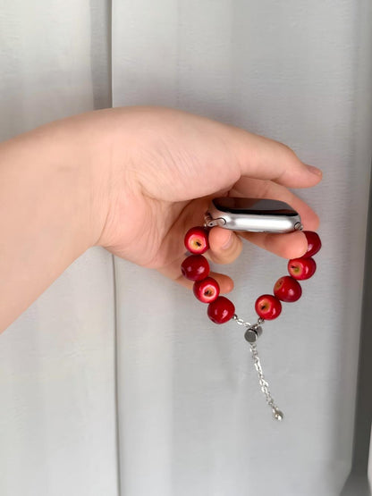 Burgundy Apple Beaded Watch Band