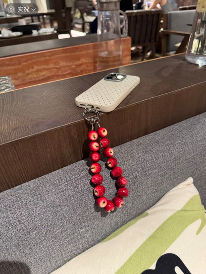 Mini Dark Red Apple Phone Charm