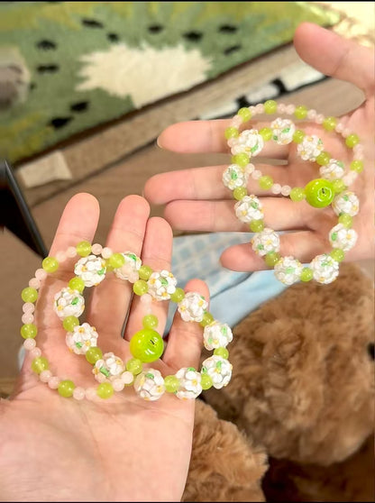Green Apple Jade Bracelet Stack