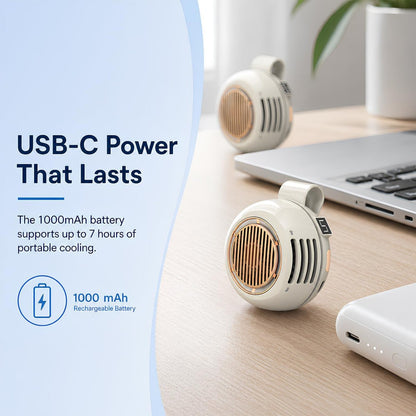 TOVINY 360° Rotating Clip-On Mini Fan 1000mAh
