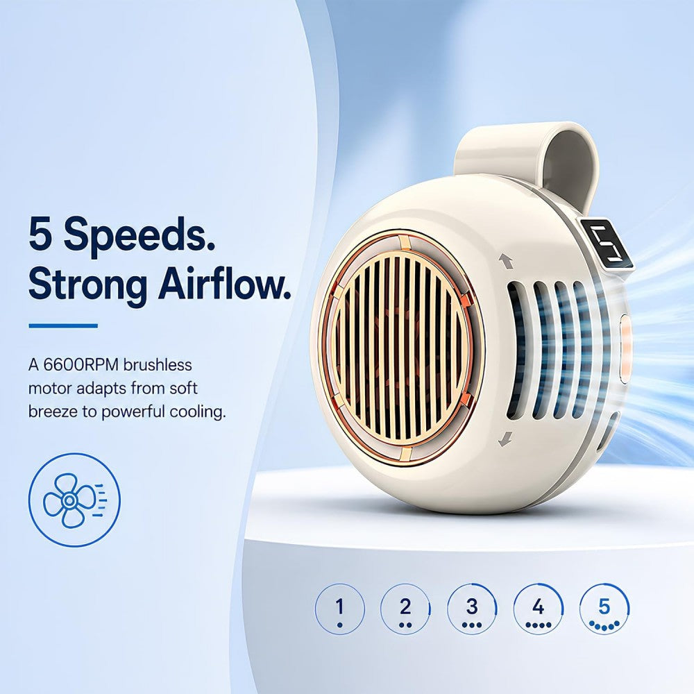 TOVINY 360° Rotating Clip-On Mini Fan 1000mAh