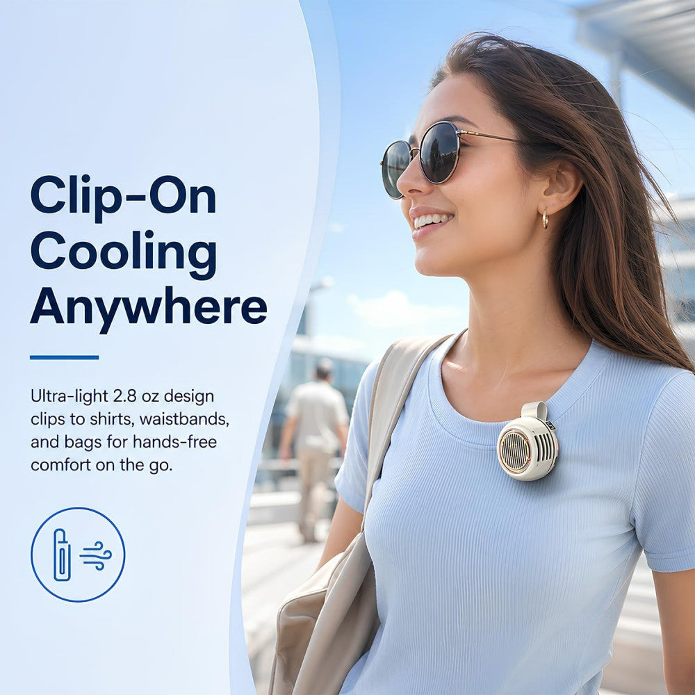 TOVINY 360° Rotating Clip-On Mini Fan 1000mAh