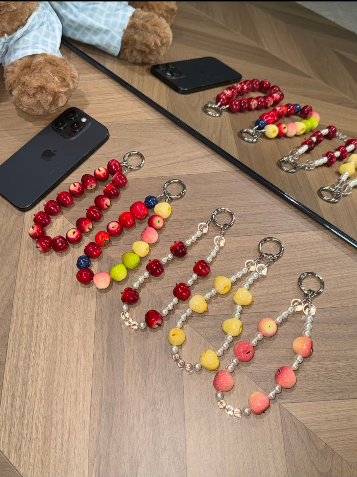 Mini Dark Red Apple Phone Charm